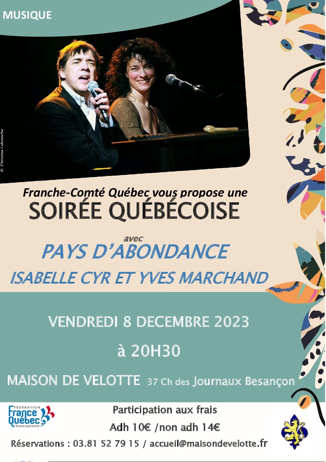 Concert Québécois à 20H30