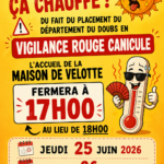 Fermeture exceptionnelle de l' acccueil de la Maison de Velotte