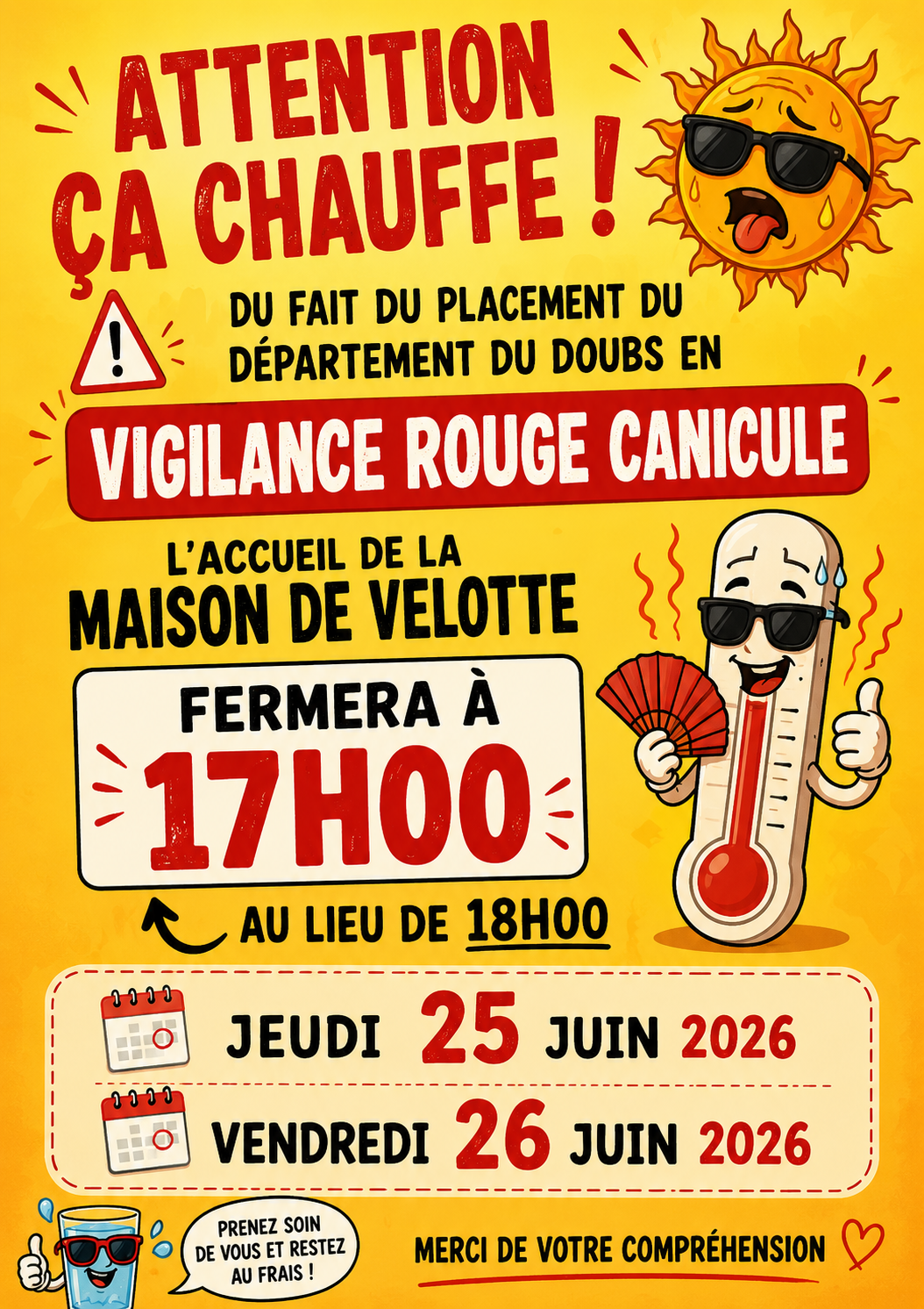 Fermeture exceptionnelle de l' acccueil de la Maison de Velotte
