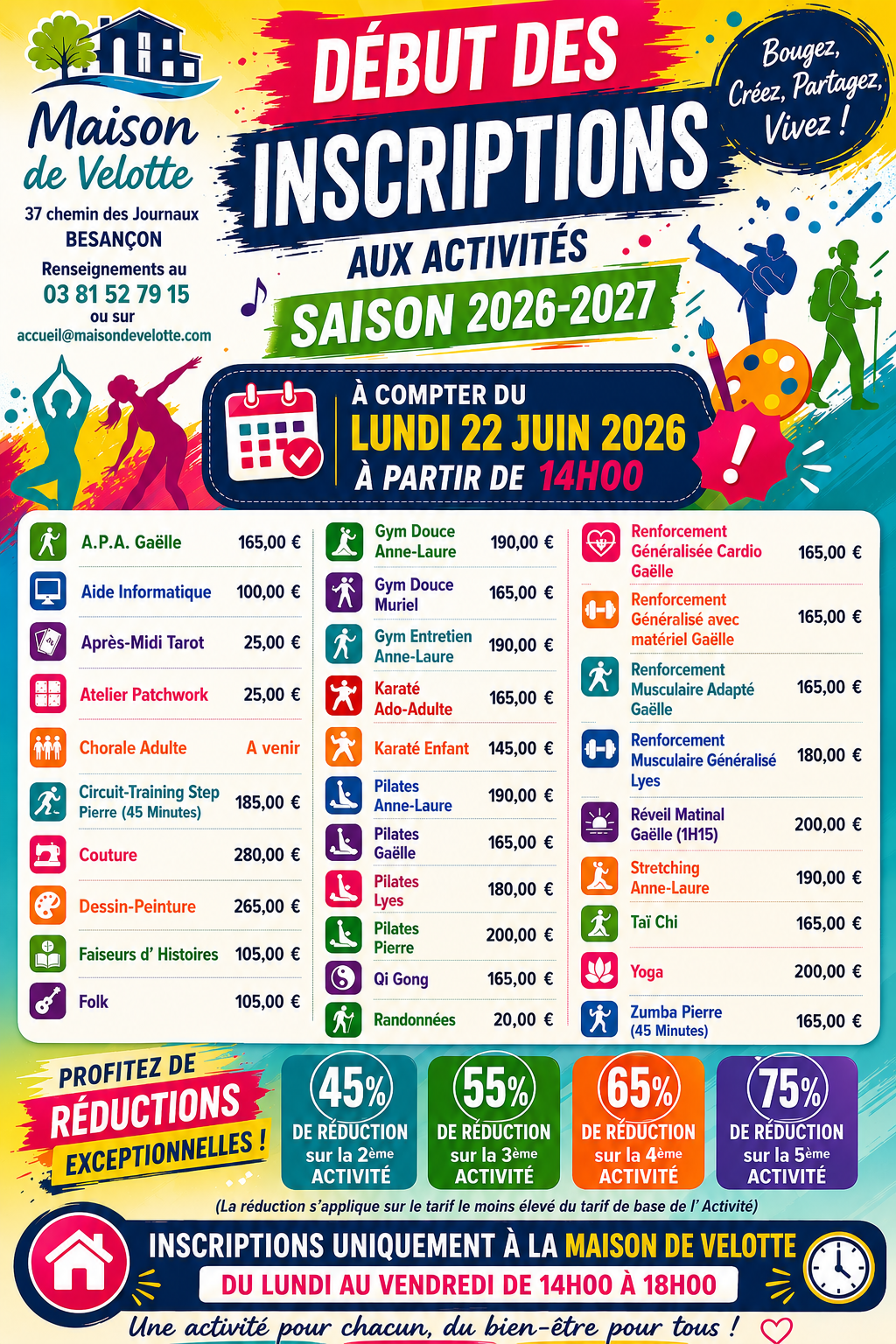 Inscriptions aux Activités saison 2026-2027