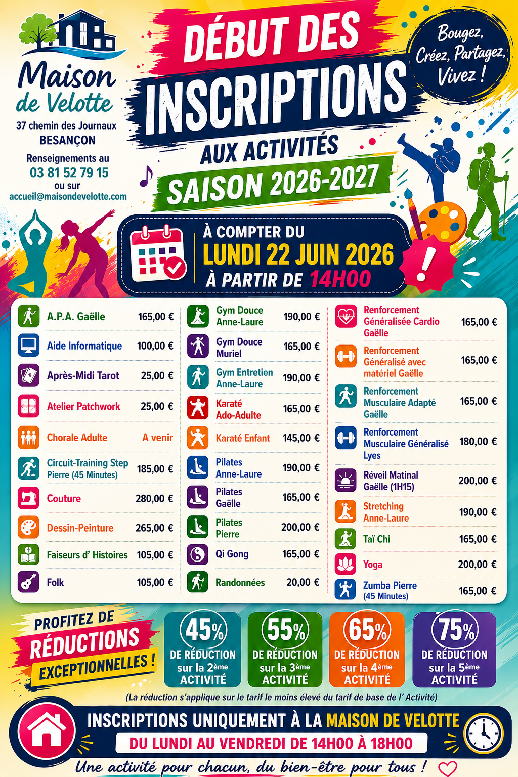 Inscriptions aux Activités saison 2026-2027